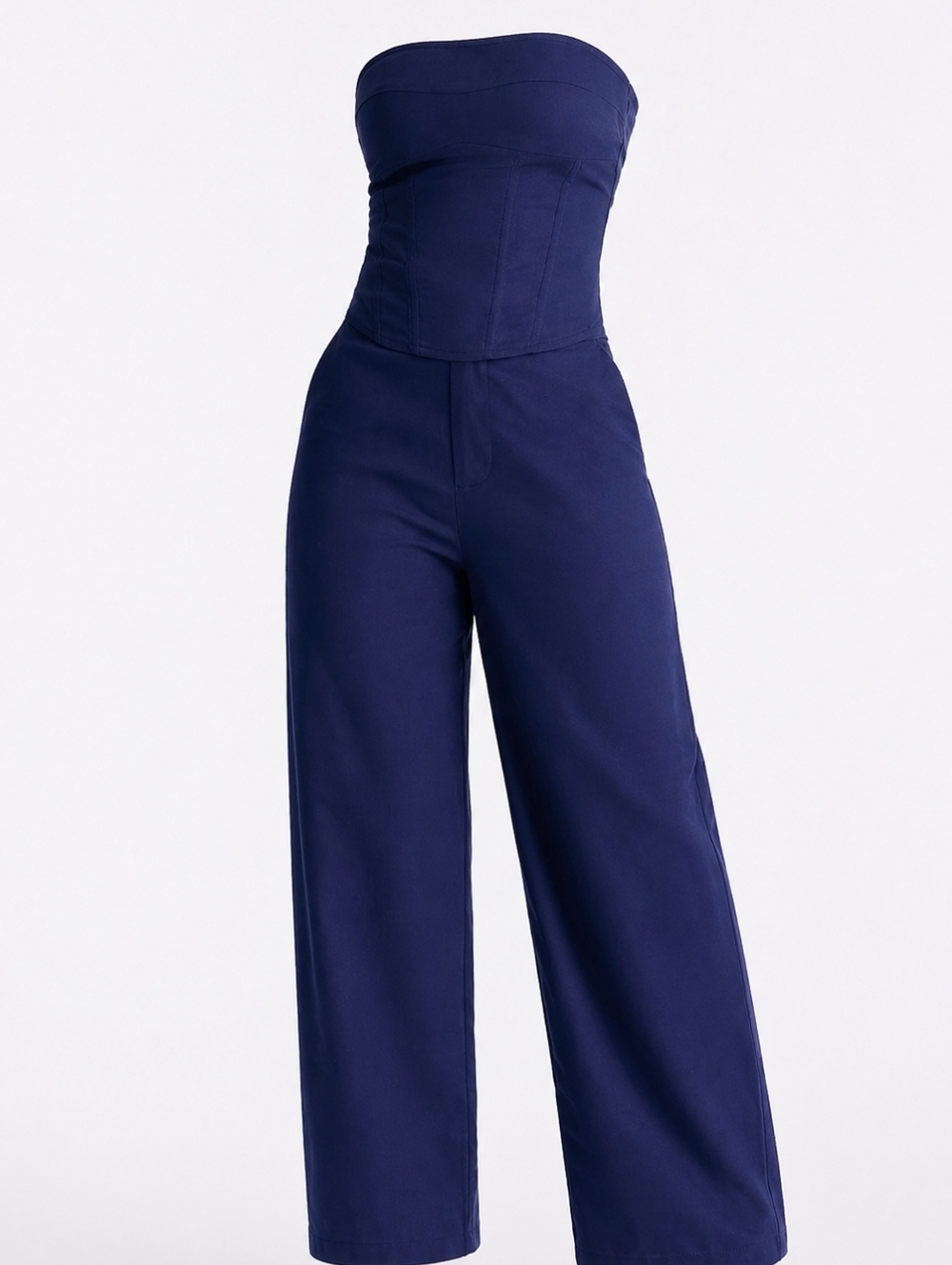 Women's Fashion Nova Navy Strapless Barrel Pant Set L